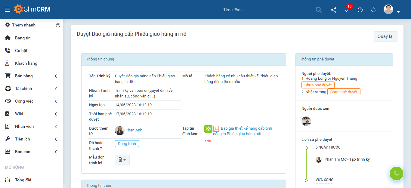 Tính năng phần mềm quản lý phê duyệt