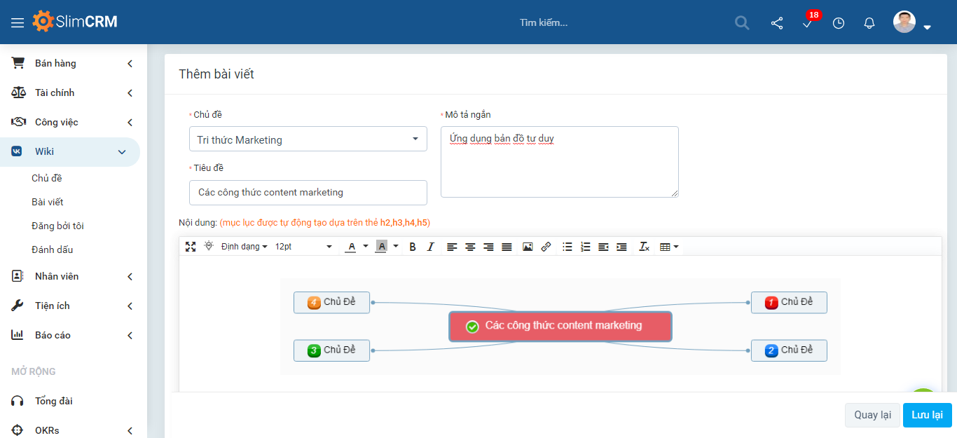 Tính năng phần mềm quản lý tri thức