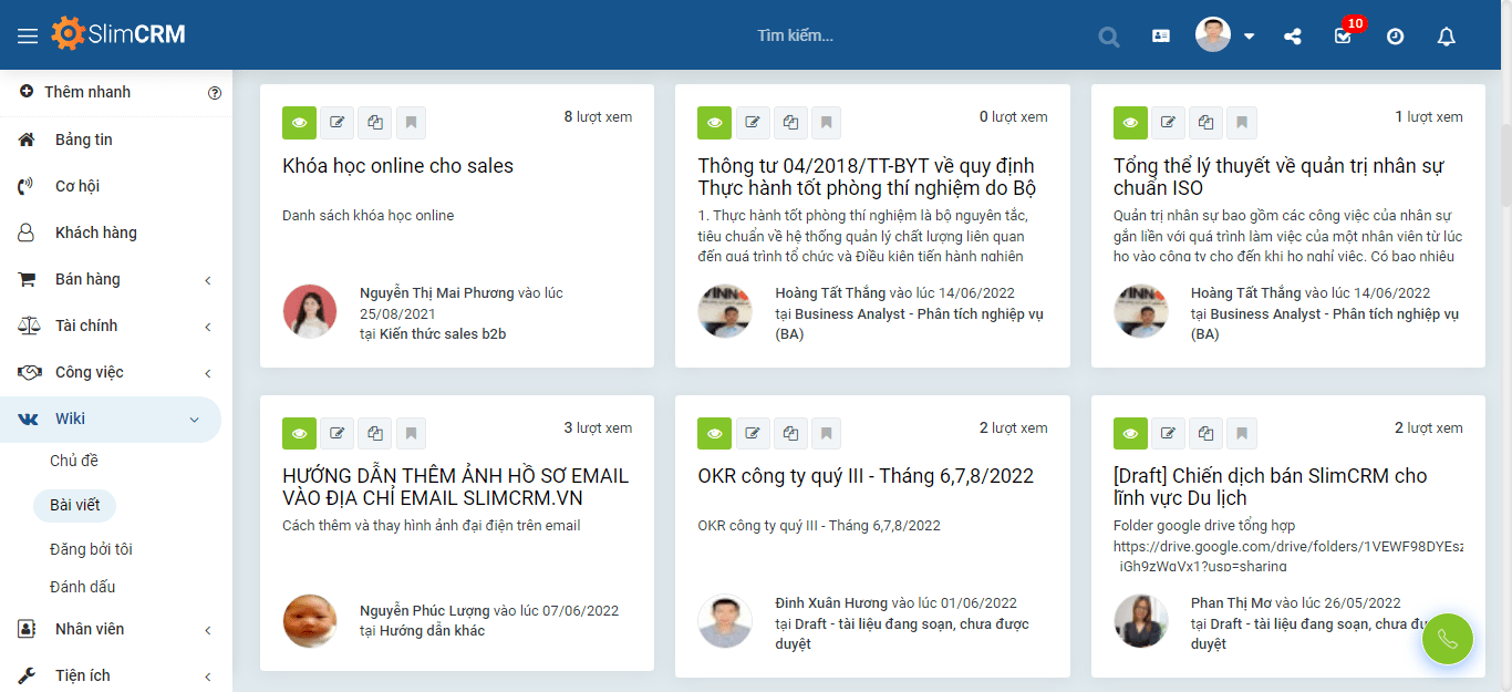 SlimCRM kho tri thức online