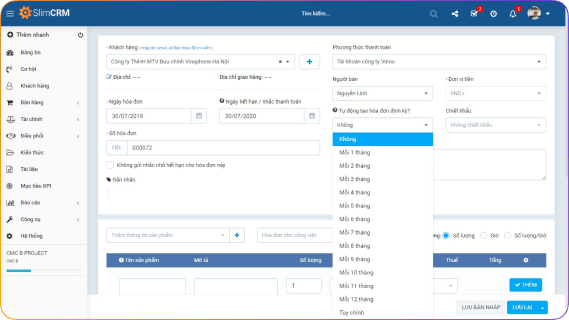 SlimCRM tác vụ định kỳ