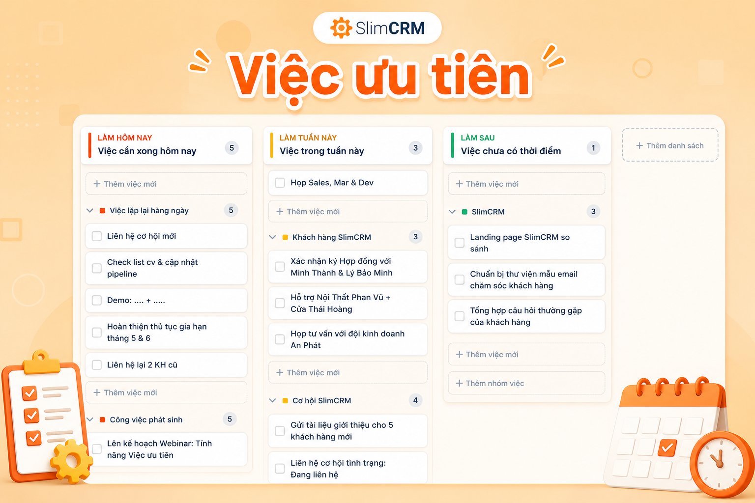 Việc ưu tiên trên SlimCRM: Làm đúng việc, đúng thời điểm, quản lý hiệu suất tốt hơn