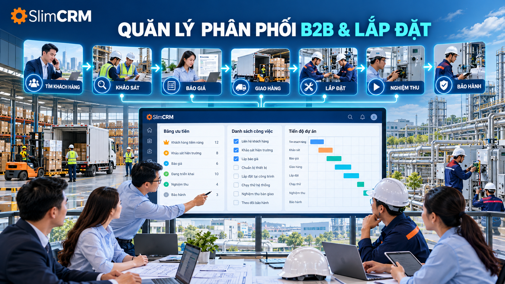 Quản lý ngành phân phối thiết bị và lắp đặt B2B  trên SlimCRM