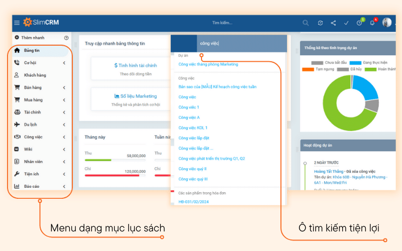 Menu một cột giống mục lục sách - giảm đường cong học tập