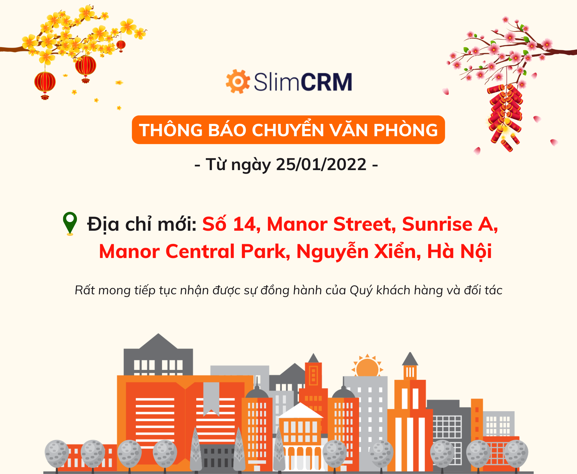 Thông báo thay đổi văn phòng làm việc mới