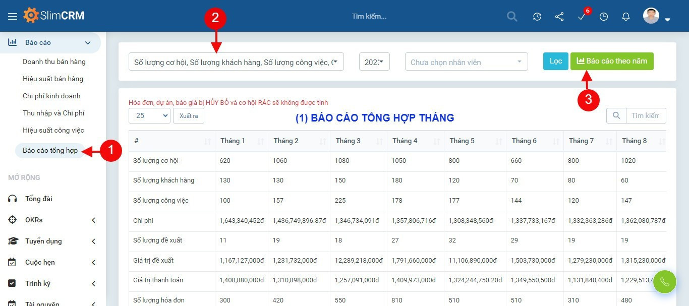 Báo cáo tổng hợp tháng