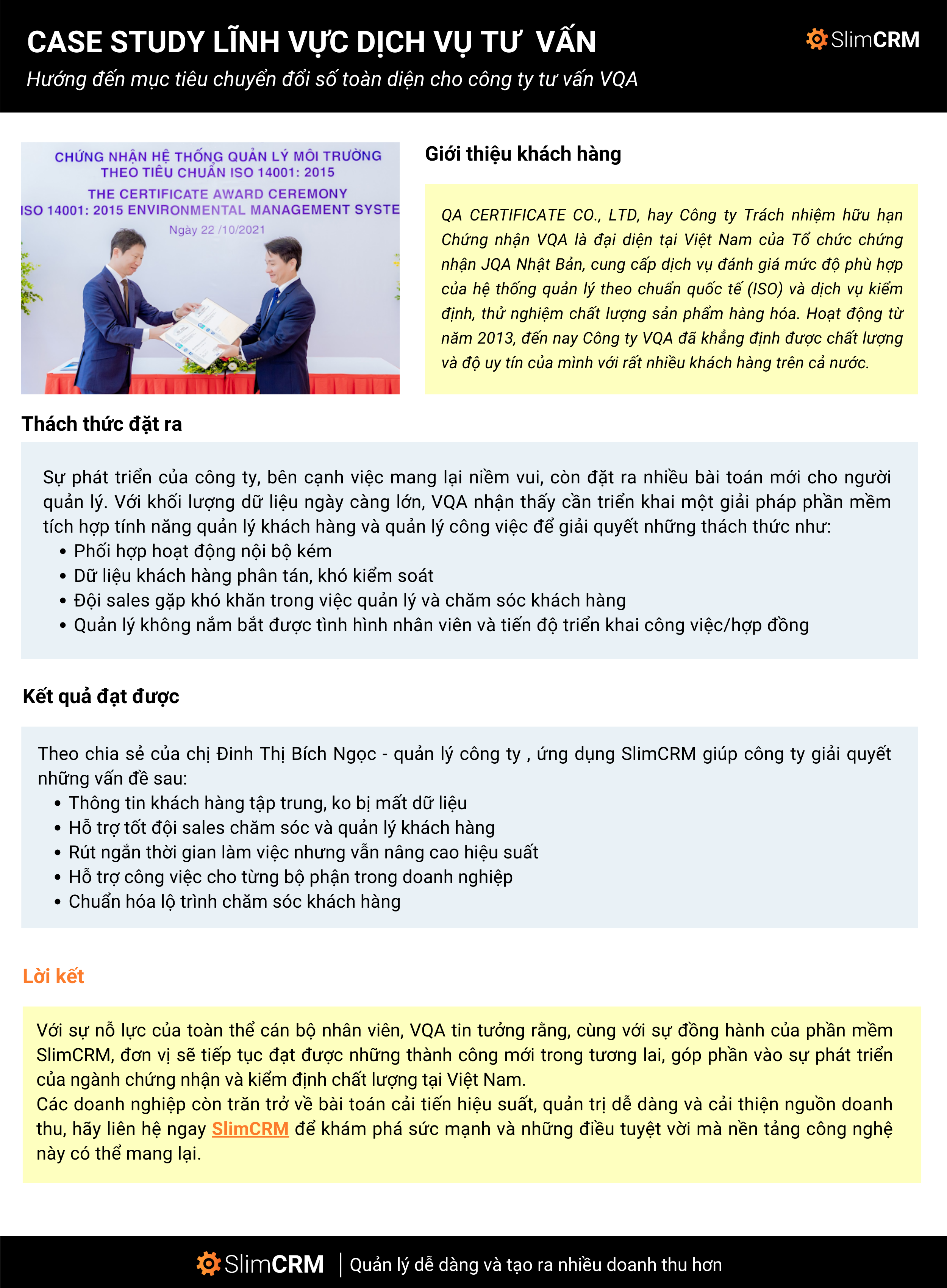 triển khai SlimCRM cho VQA