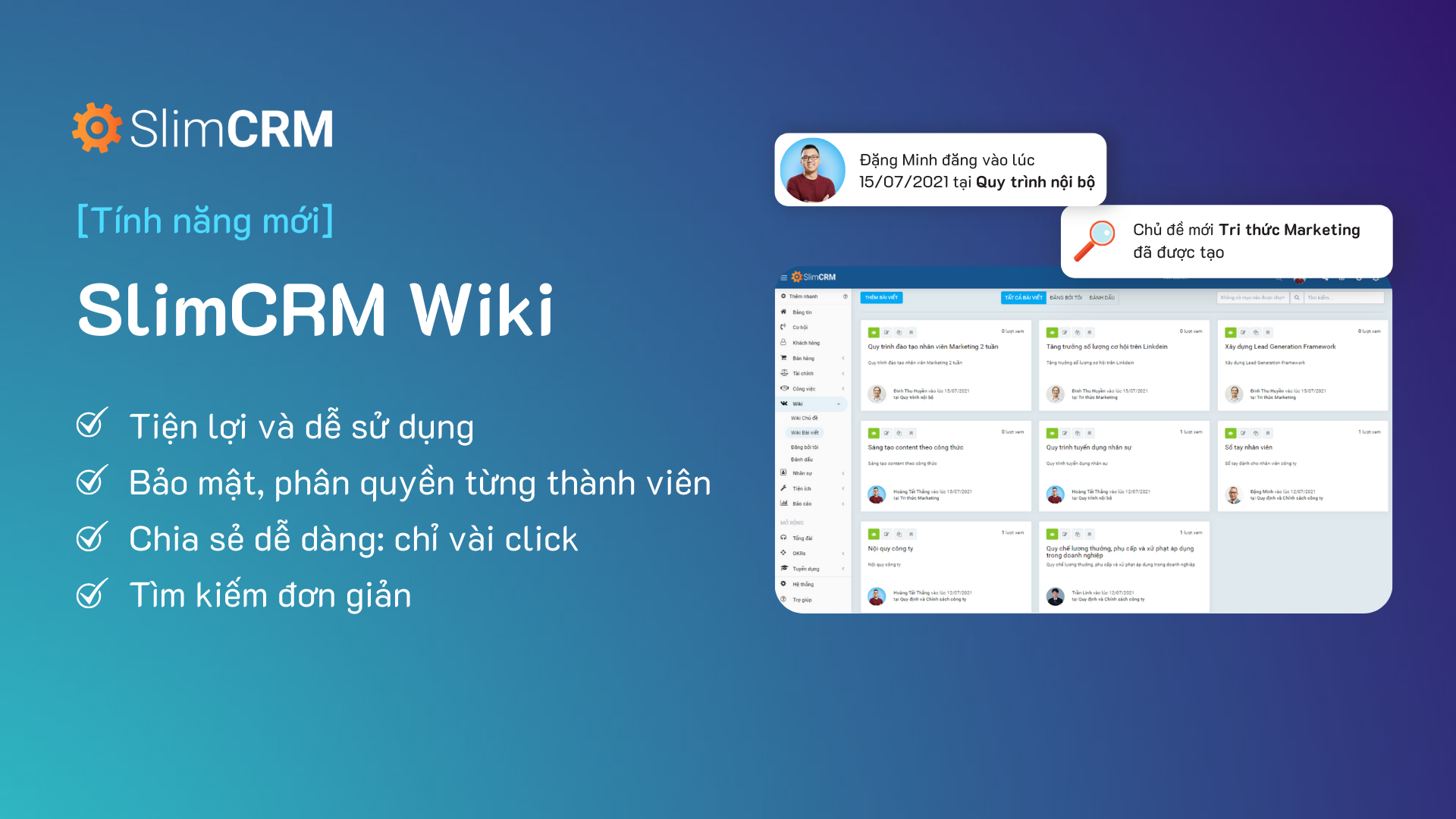 [Tính năng mới] SlimCRM Wiki - Quản trị và tích lũy tri thức doanh nghiệp thời Covid-19